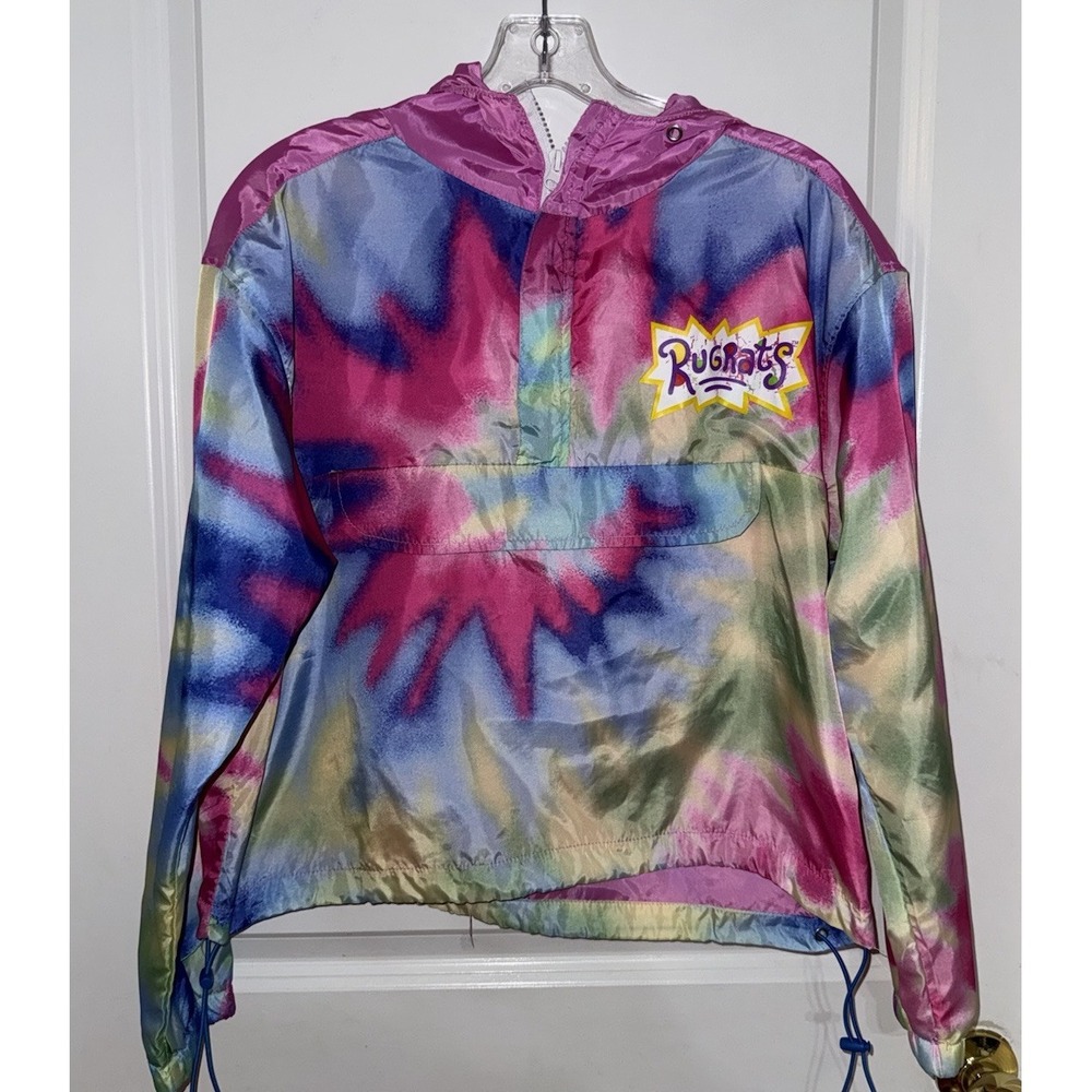 Rugrats Nickelodeon Tie Dye Windbreaker Quarter‎ Zip Pullover Jacket Size Medium